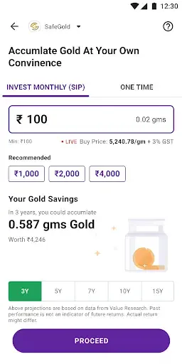 Select a provider and then, under Invest Monthly (SIP), enter the amount you wish to invest every month and the date of investment.