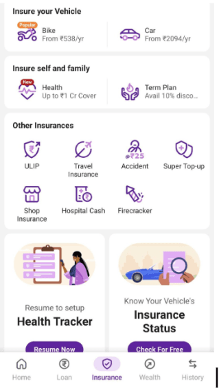 First, go to the Insurance section on the PhonePe app & select Firecracker Insurance from the homepage.