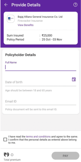 Lastly, fill in the policyholder’s details, then tap ‘Proceed to Pay’ to complete the process.