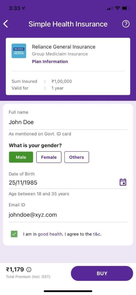 Add your basic details such as name, gender, date of birth, and email