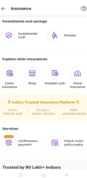 Select Home Insurance under ‘Explore Other Insurances’