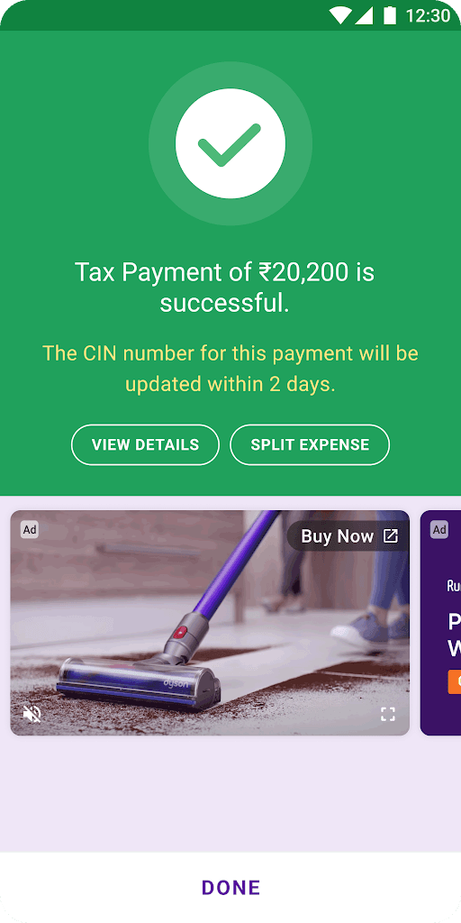 Post successful payment, the amount will be credited to the tax portal within 2 working days.