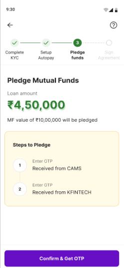 Pledge Funds: The user pledges their funds to confirm the loan