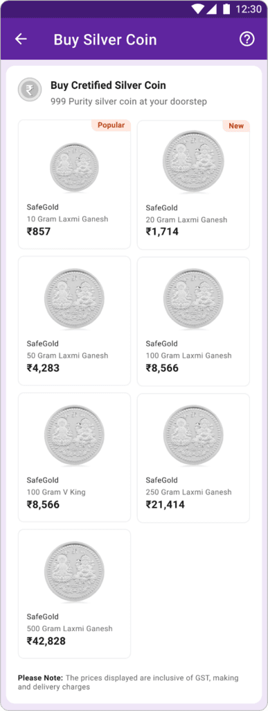 Choose the coin you want to purchase
