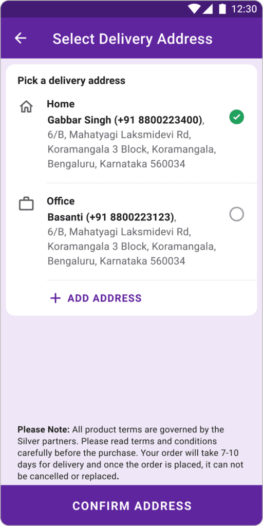 Select Delivery Address